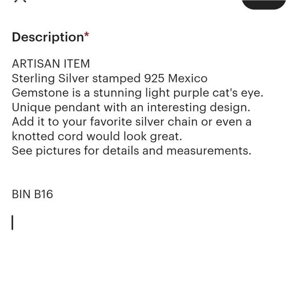 ARTISAN MEXICO 925 Silver Cat's Eye Pendant Jewelry - Picture 7 of 7